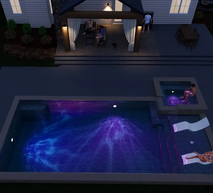 pool rendering night