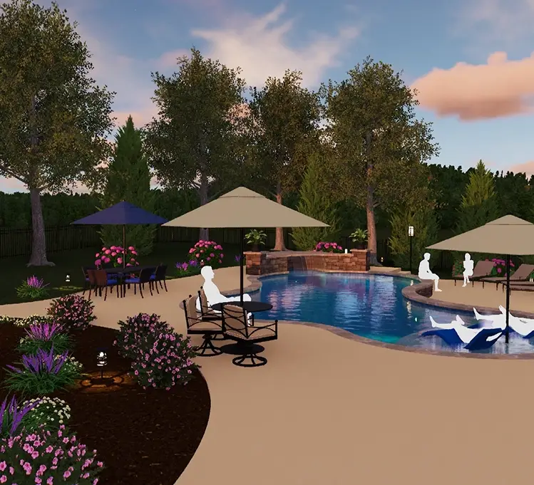 pool rendering garden