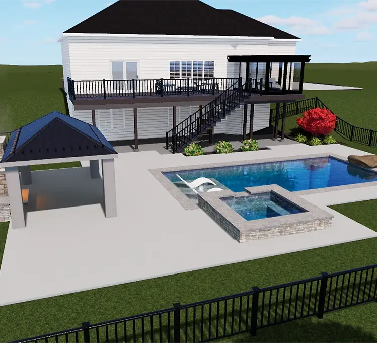 pool rendering with pergola