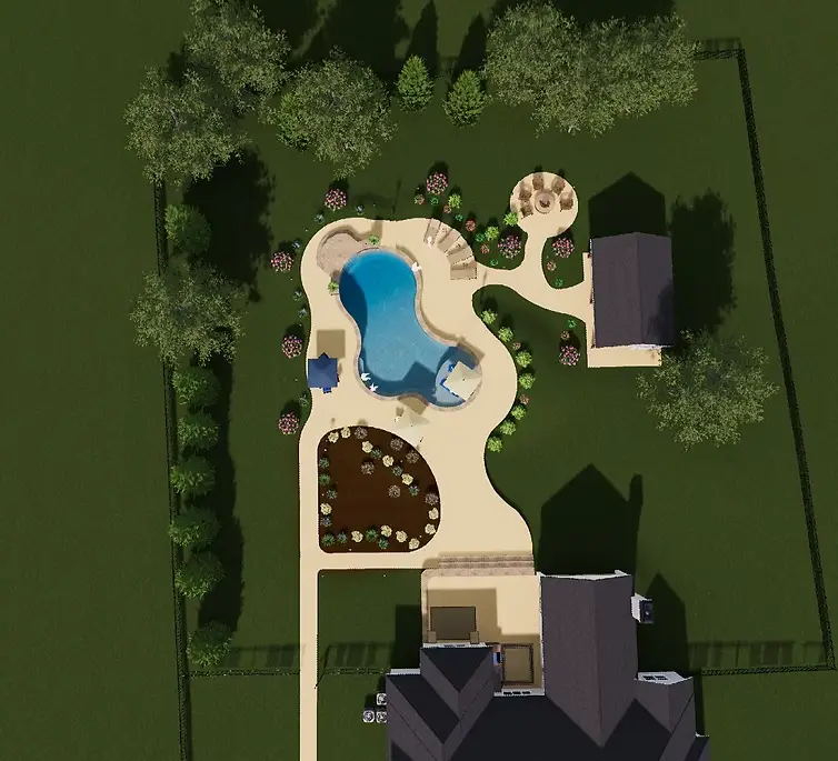 pool rendering top view